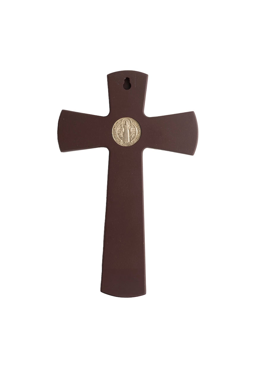 CRUZ SAN BENITO DORADA CON MADERA MEDIANA