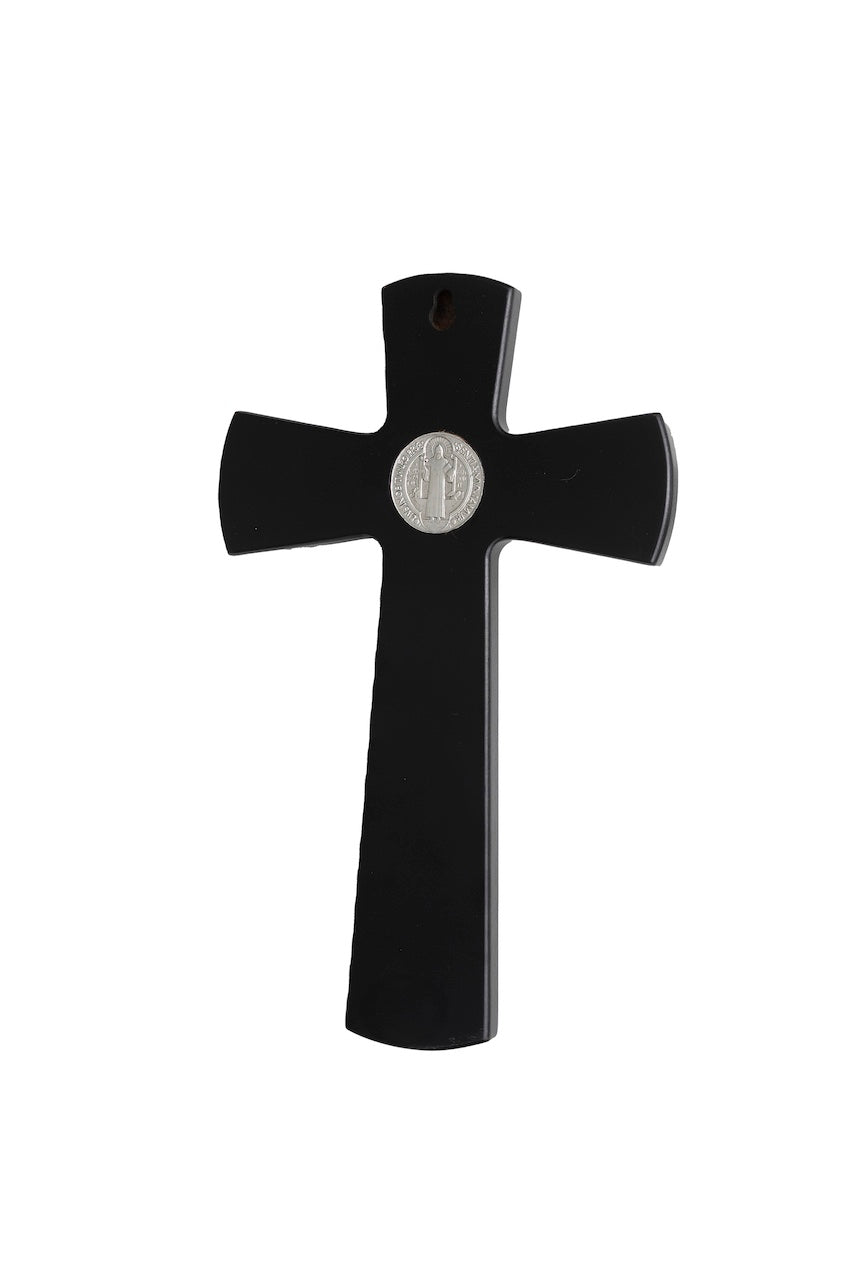 CRUZ SAN BENITO PLATA CON MADERA MEDIANA