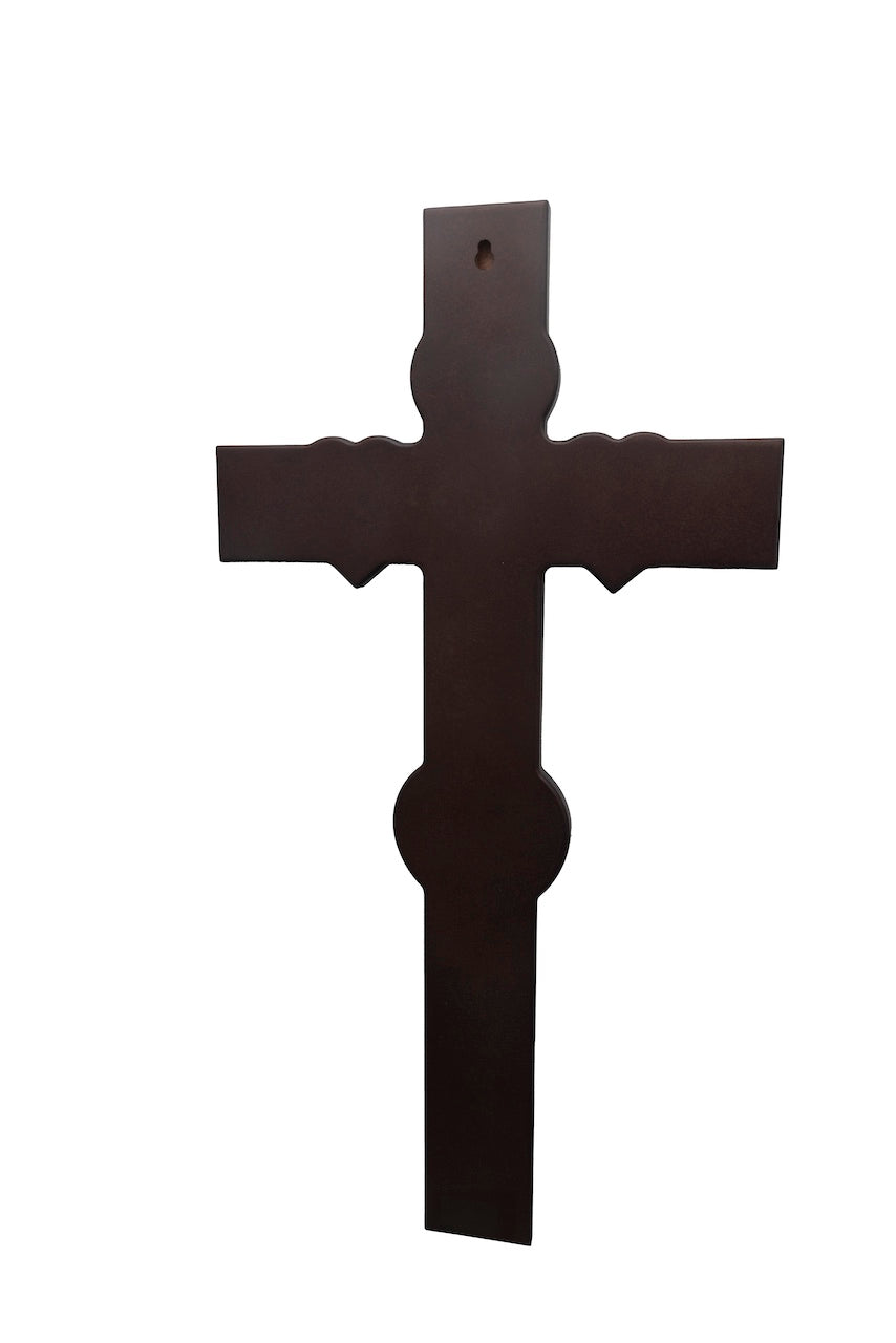 CRUZ MADERA CORAZÓN DORADO