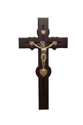 CRUZ MADERA CORAZÓN DORADO