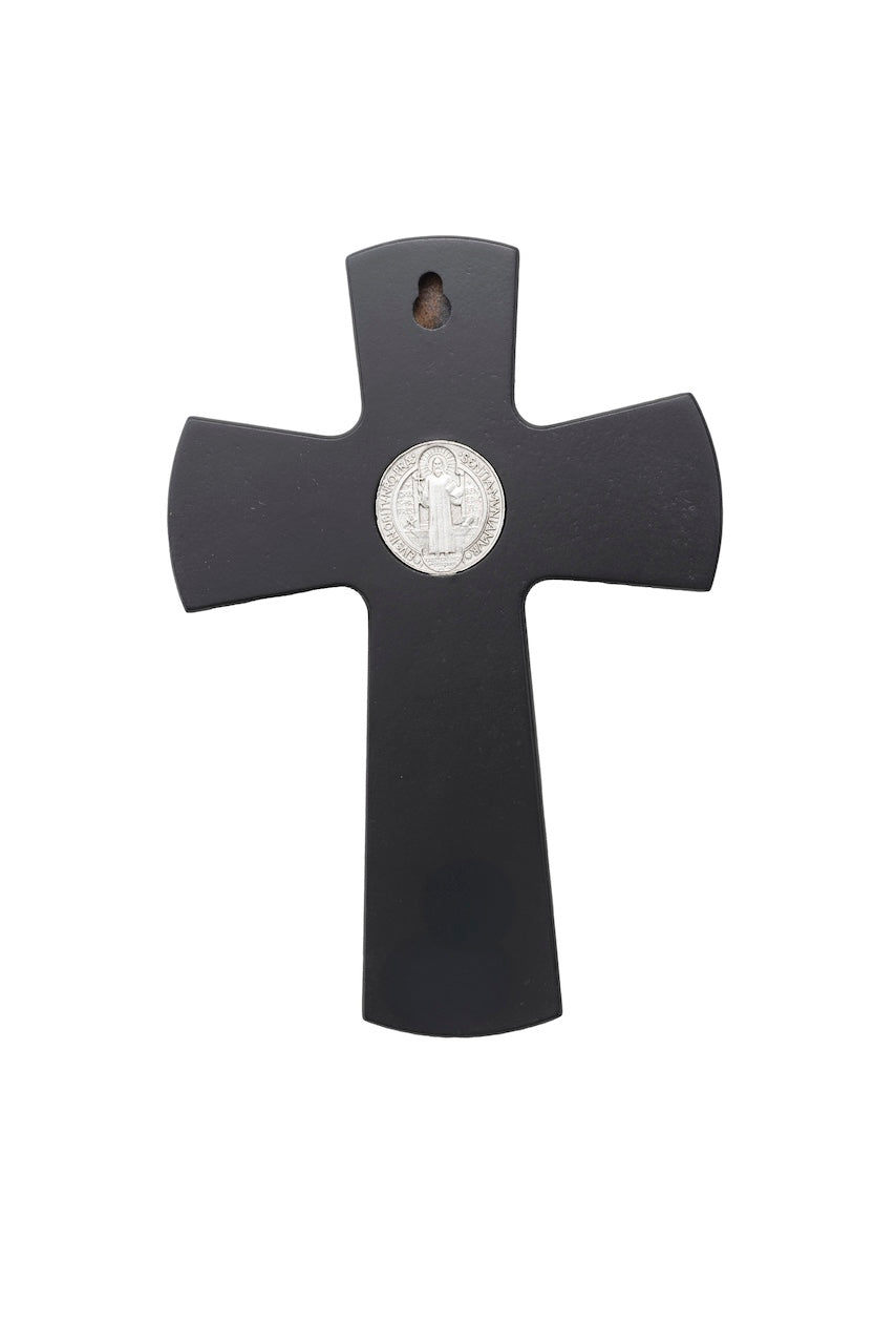 CRUZ SAN BENITO PLATA CON MADERA CHICA
