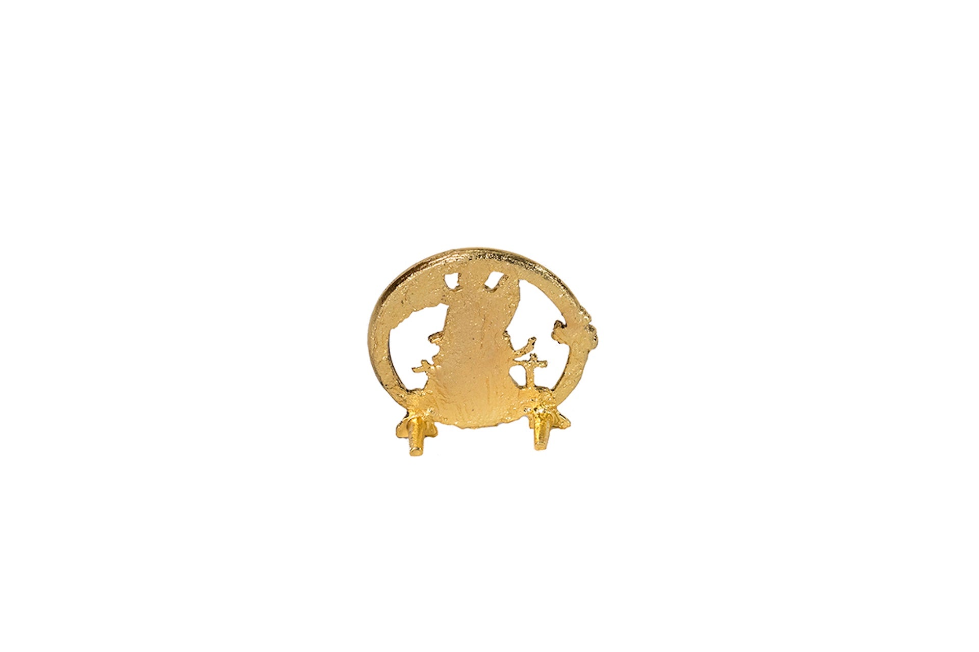 MEDALLÓN ANGEL DE LA GUARDA DORADO CON BASE