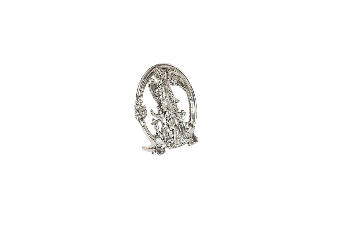 MEDALLÓN PLATA ANGEL DE LA GUARDA DE PEDESTAL