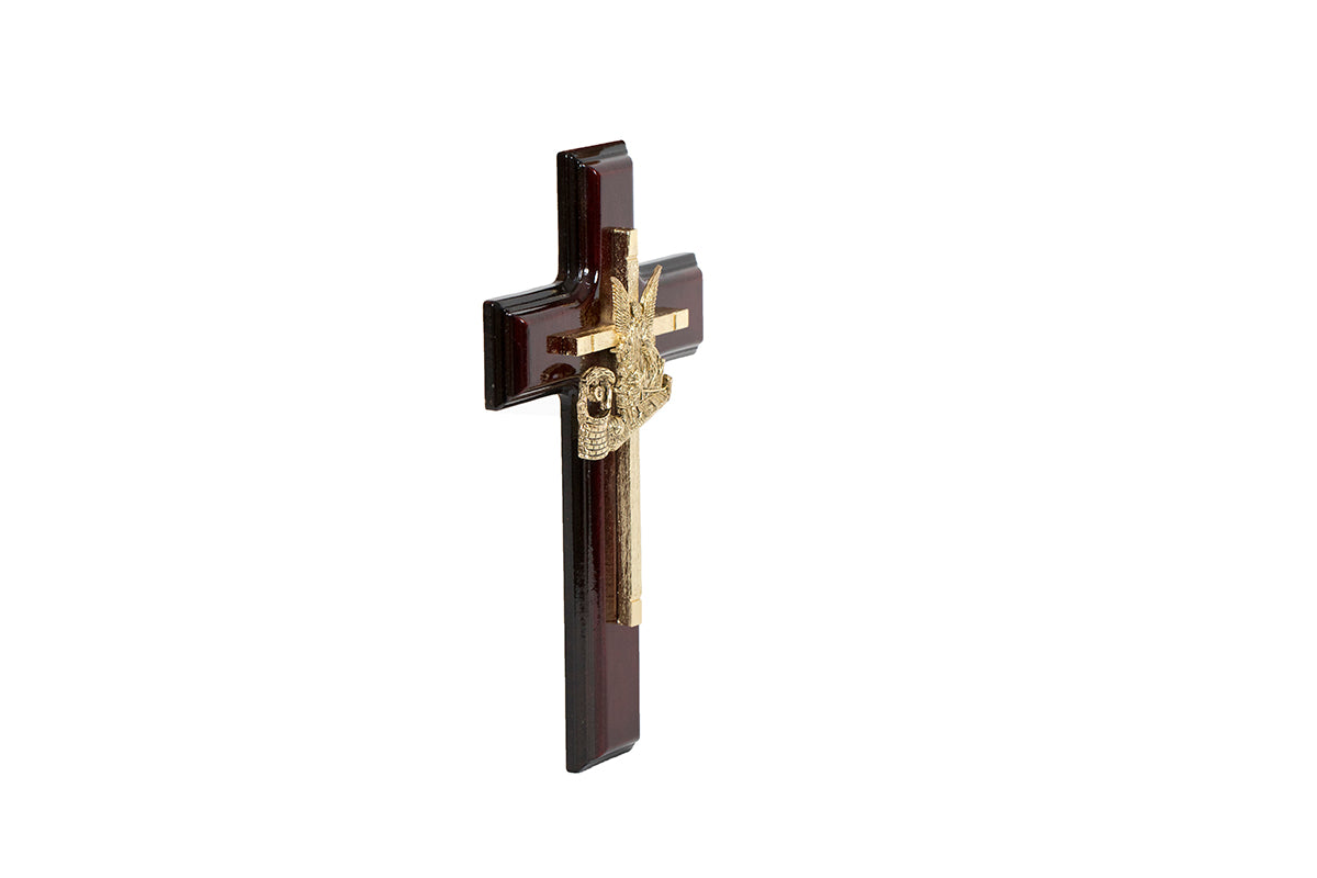 CRUZ DE MADERA ANGEL DE LA GUARDA DORADO