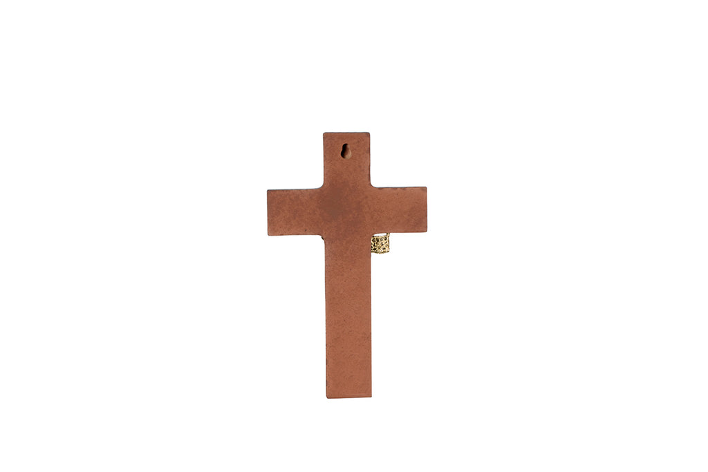 CRUZ DE MADERA ANGEL DE LA GUARDA DORADO