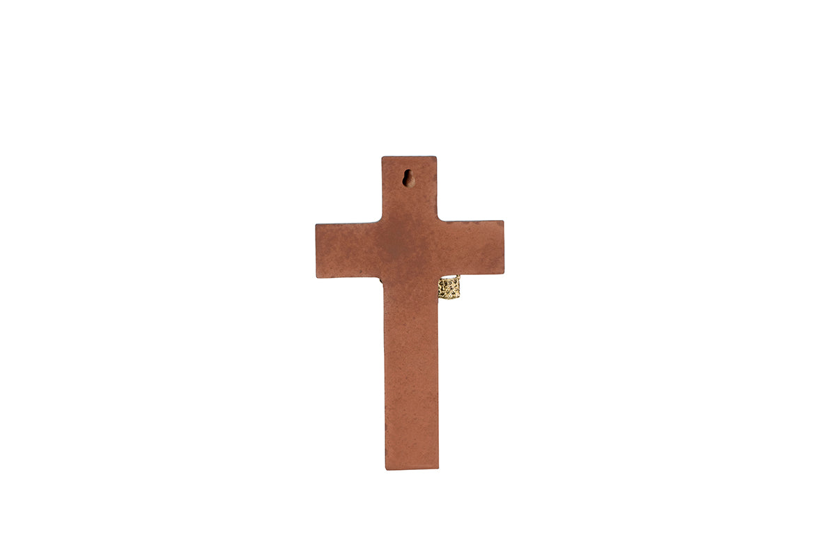 CRUZ DE MADERA ANGEL DE LA GUARDA DORADO
