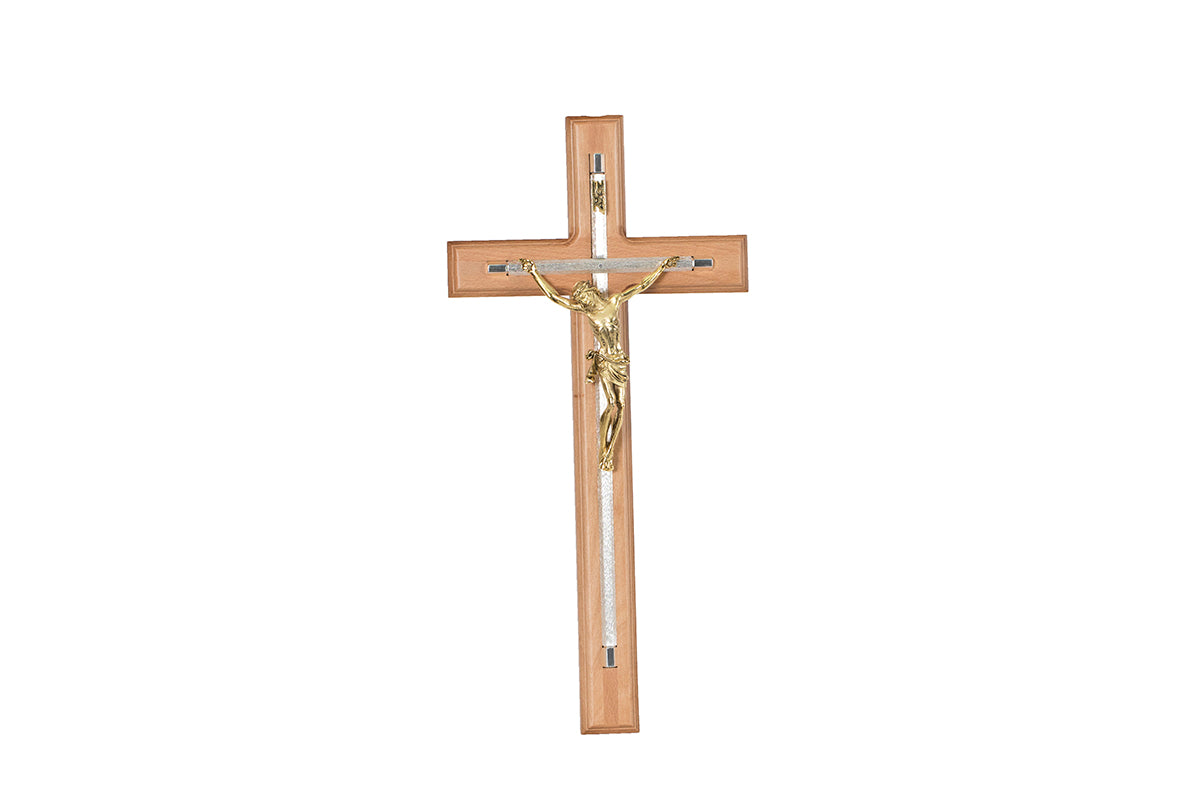 CRISTO #22 HEXAGONAL PLATA CON MADERA