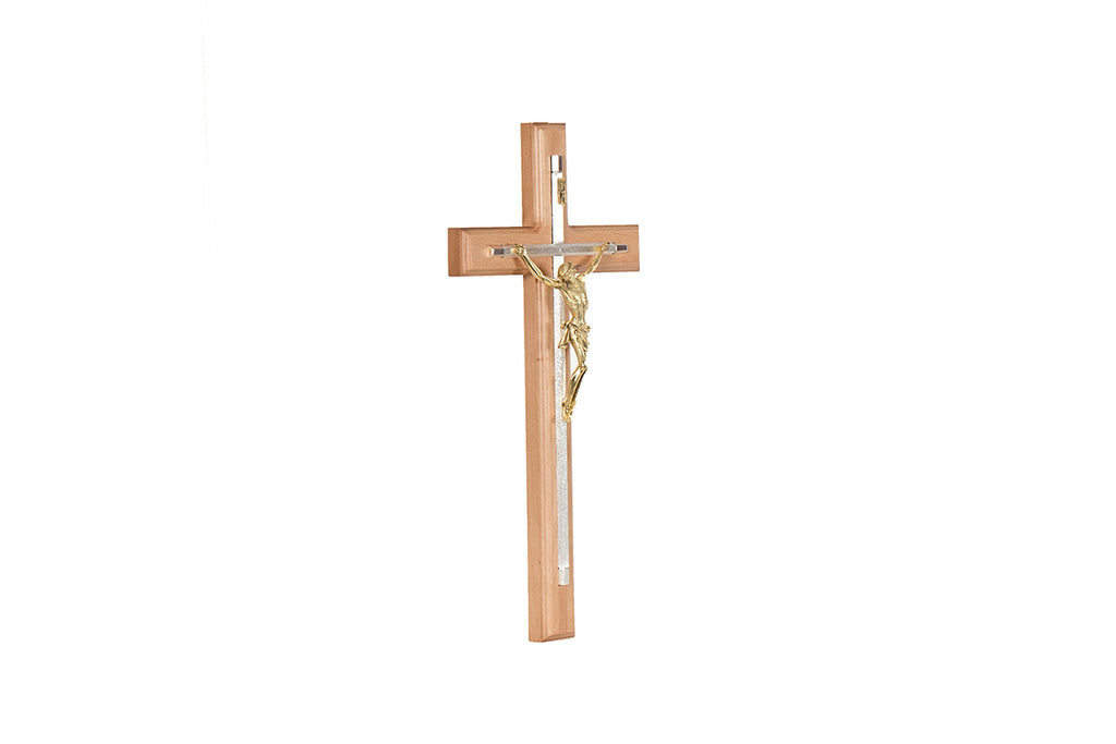 CRISTO #22 HEXAGONAL PLATA CON MADERA