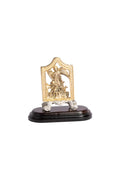 ANGEL EN MARCO PLATA CON PEDESTAL DORADO BASE MADERA