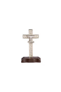 CRUZ CALIZ PLATA CON BASE MADERA