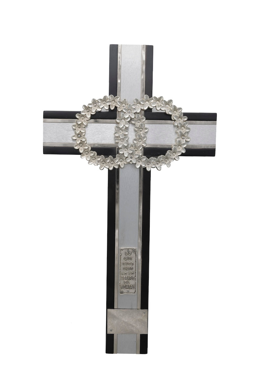 CRUZ MATRIMONIO PLATA C/PIEDRA CHOCOLATE
