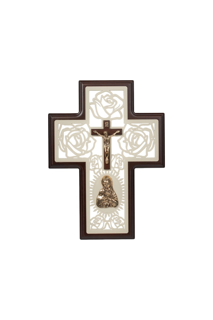 Cruz Medallas Virgen de Guadalupe Dorada · CMVG-D, vista frontal