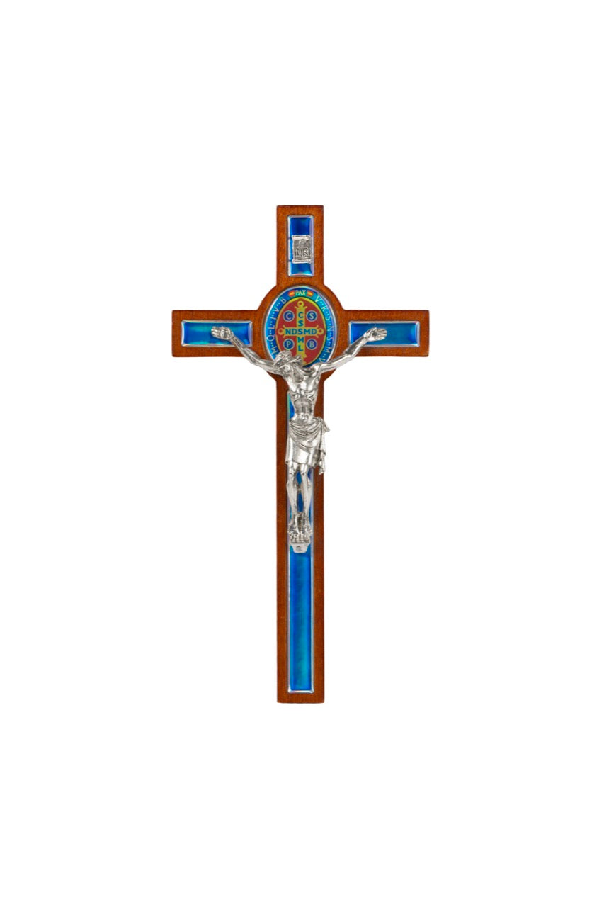 Cruz San Benito Plata Marmoleada Azul · CSMA-2, vista frontal