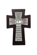CRUZ CON TEXTO AMOR PARA MATRIMONIO PLATA  EN MADERA