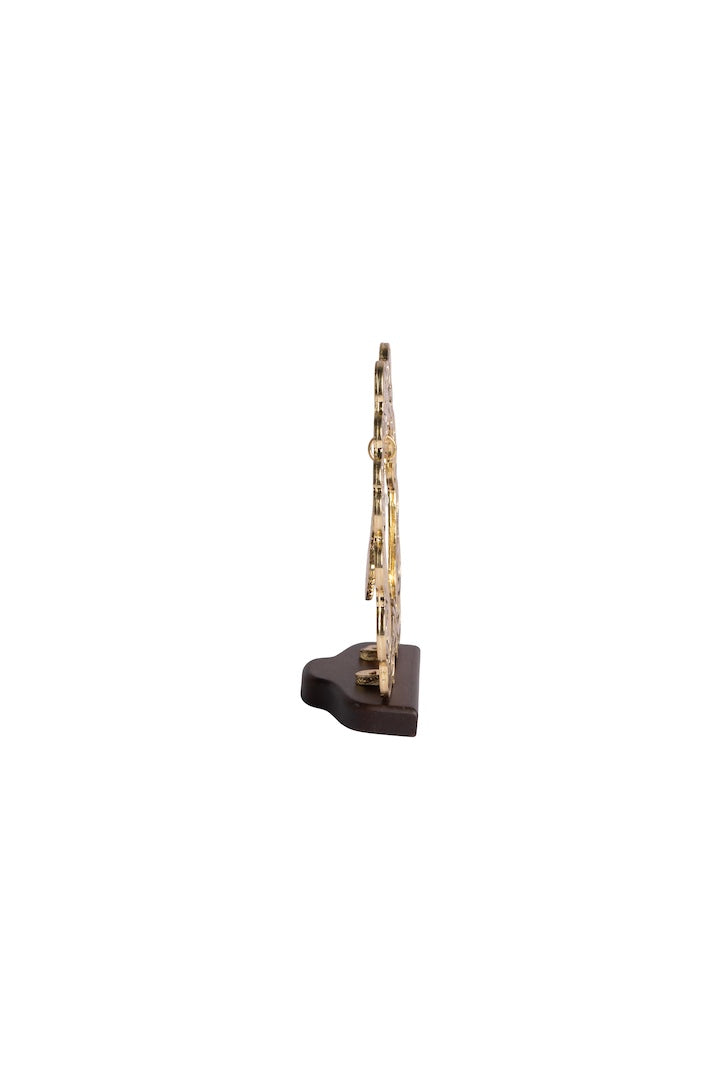 MARCO ANGEL COLGANTE DORADO CON BASE MADERA