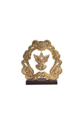 MARCO ANGEL COLGANTE DORADO CON BASE MADERA