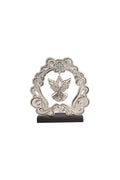 MARCO ANGEL COLGANTE PLATA CON BASE MADERA