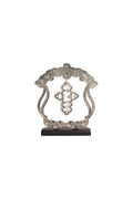 MARCO CRUZ ANGEL COLGANTE PLATA CON BASE MADERA