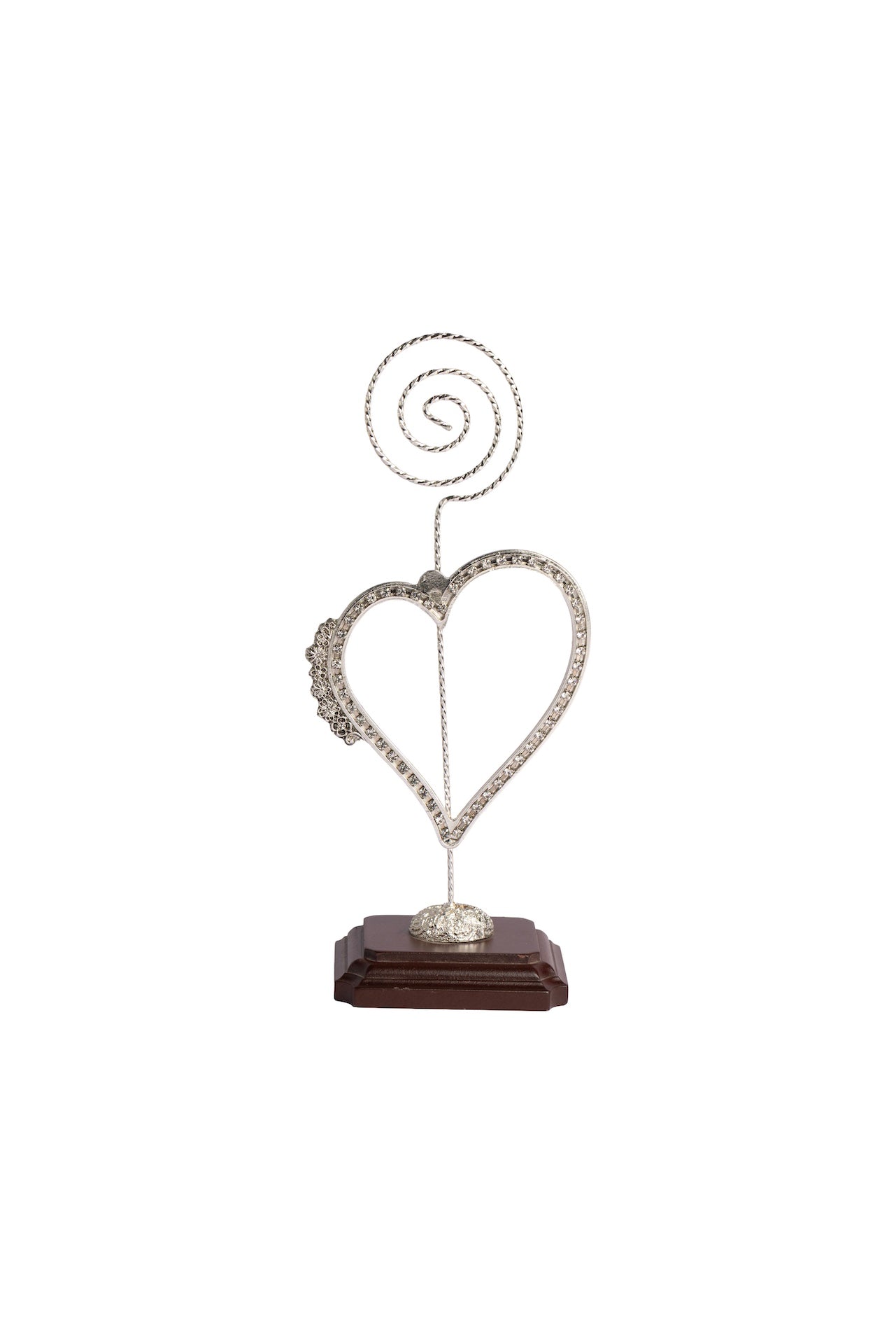 CORAZÓN 2 PLATA BASE MADERA