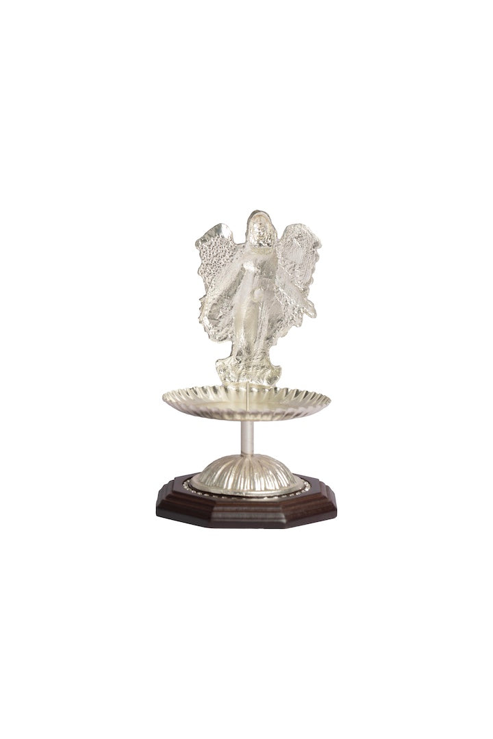 ARCANGEL PLATA CON BASE MADERA