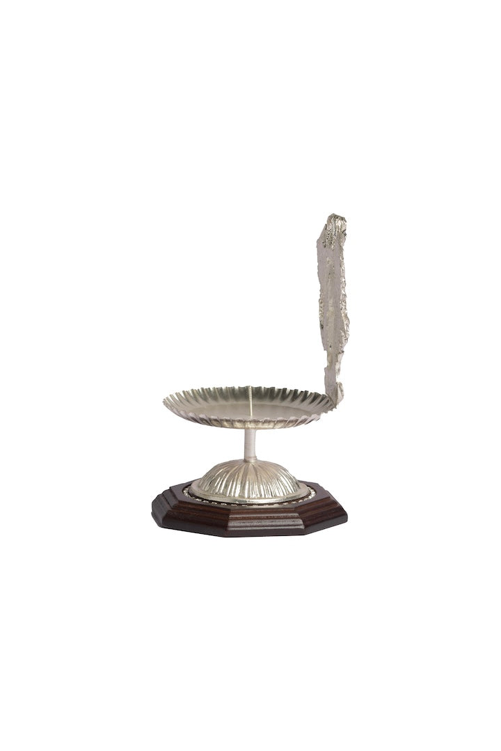 ARCANGEL PLATA CON BASE MADERA