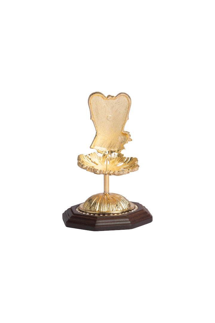 ANGEL NIÑA DORADA CON BASE MADERA