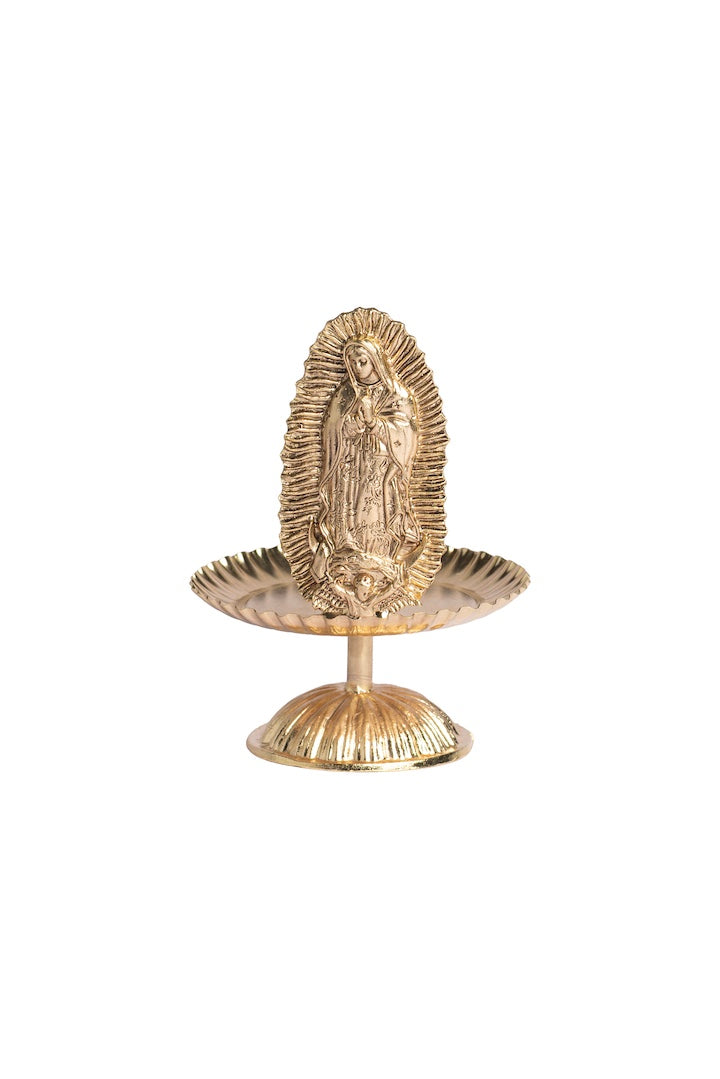 VIRGEN DE GPE. GDE. DORADA CON BASE