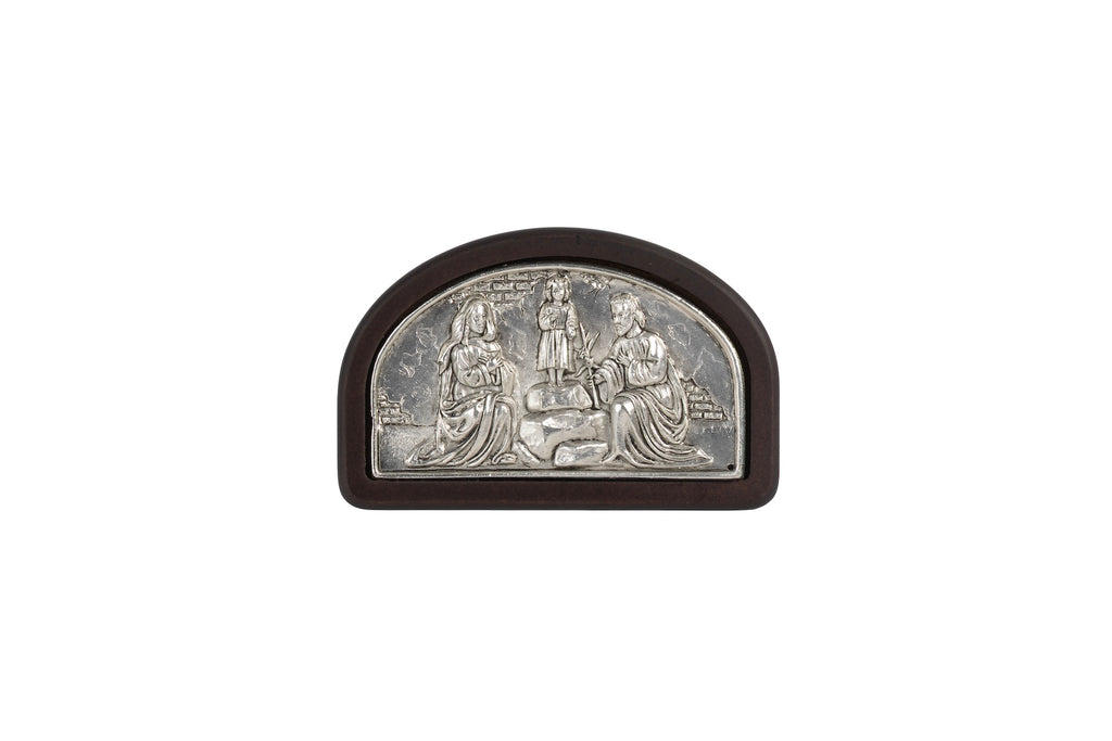 SAGRADA FAMILIA RETABLO PLATA CON BASE MADERA