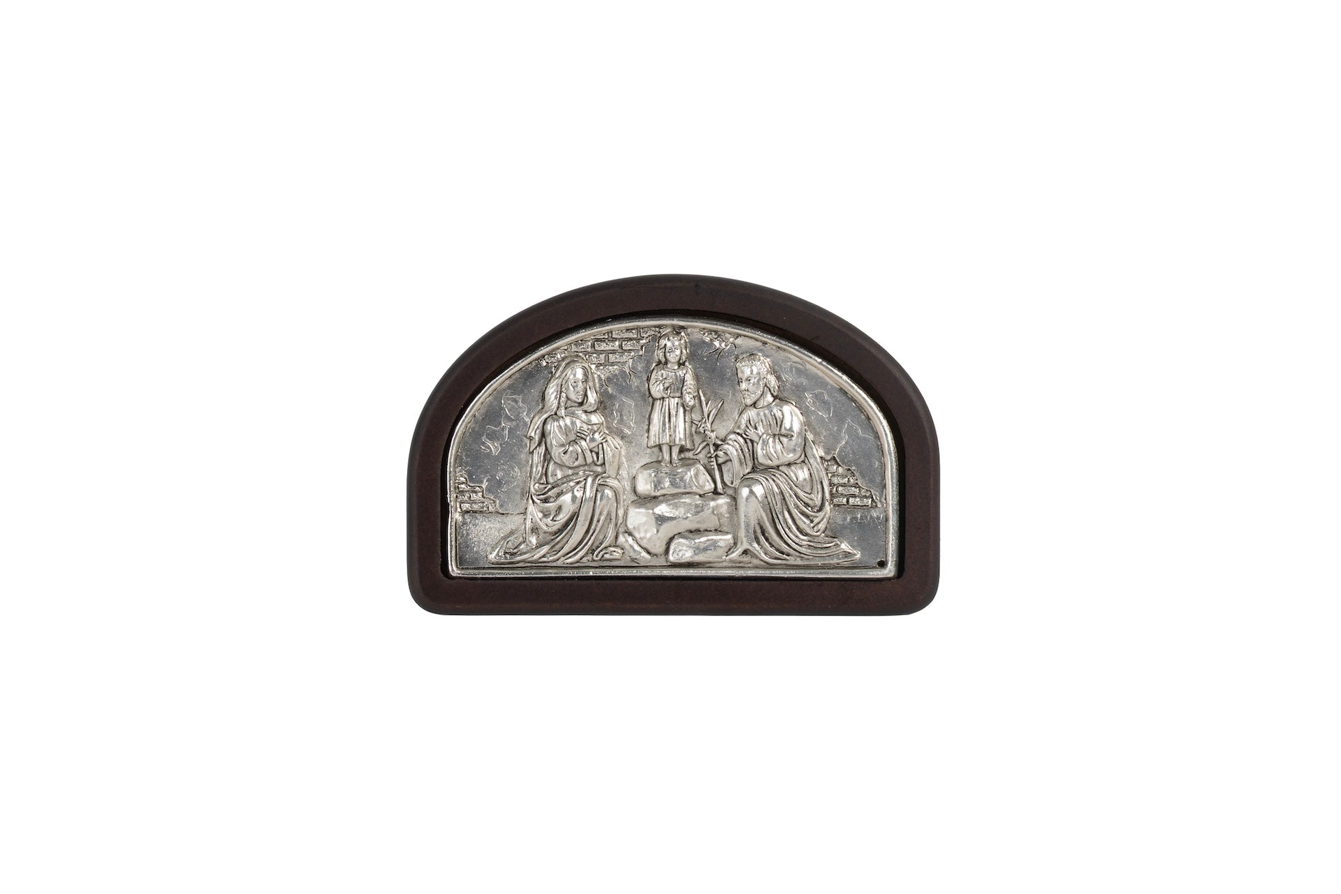 SAGRADA FAMILIA RETABLO PLATA CON BASE MADERA