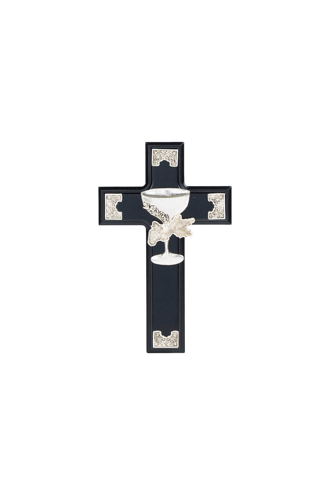 CRUZ MADERA CON CALIZ PLATA