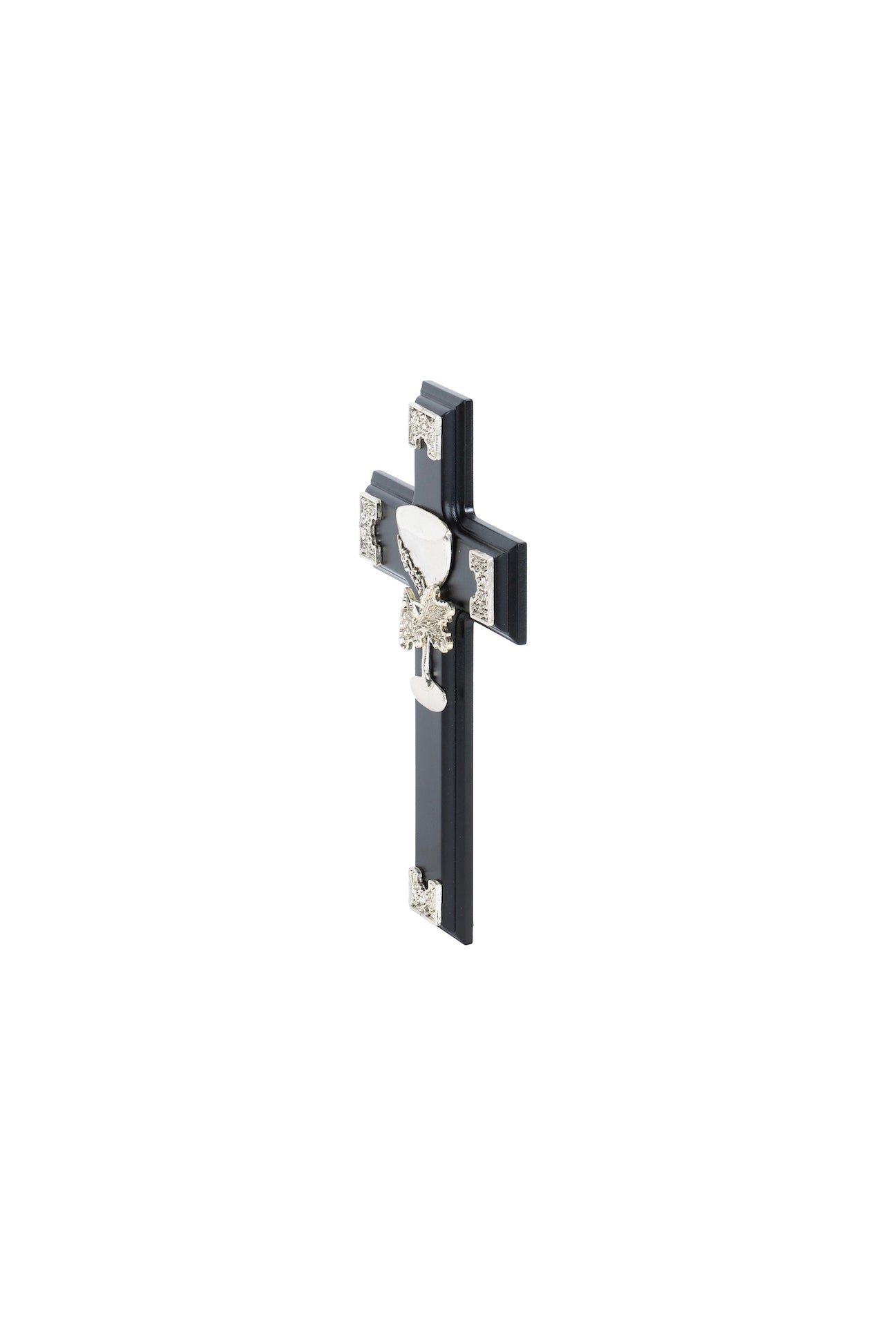 CRUZ MADERA CON CALIZ PLATA