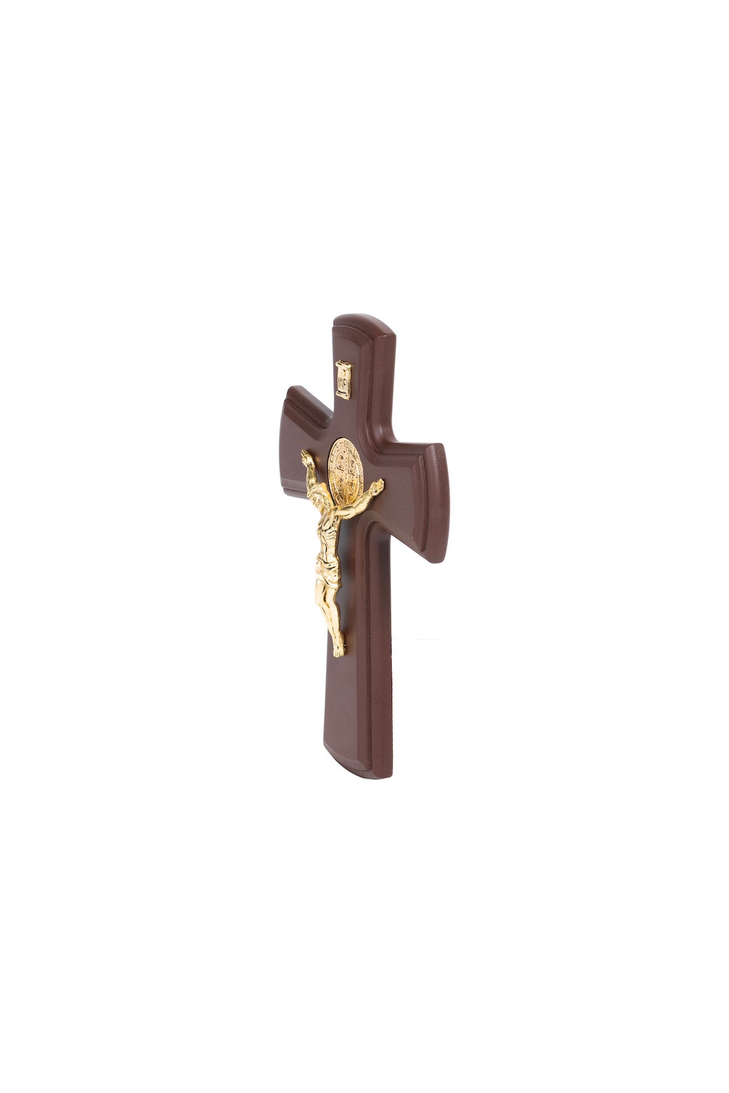 CRUZ SAN BENITO DORADA CON MADERA CHICA