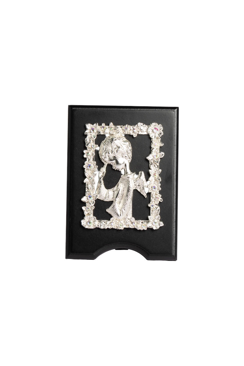 RETABLO ANGEL ORANDO PLATA CON PIEDRA