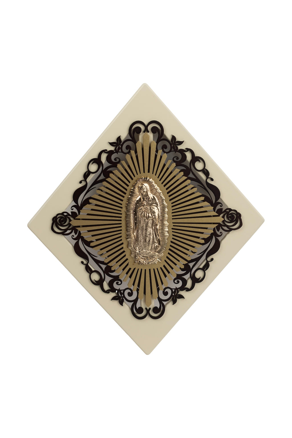 CUADRO ROMBO VIRGEN GUADALUPE BEIGE