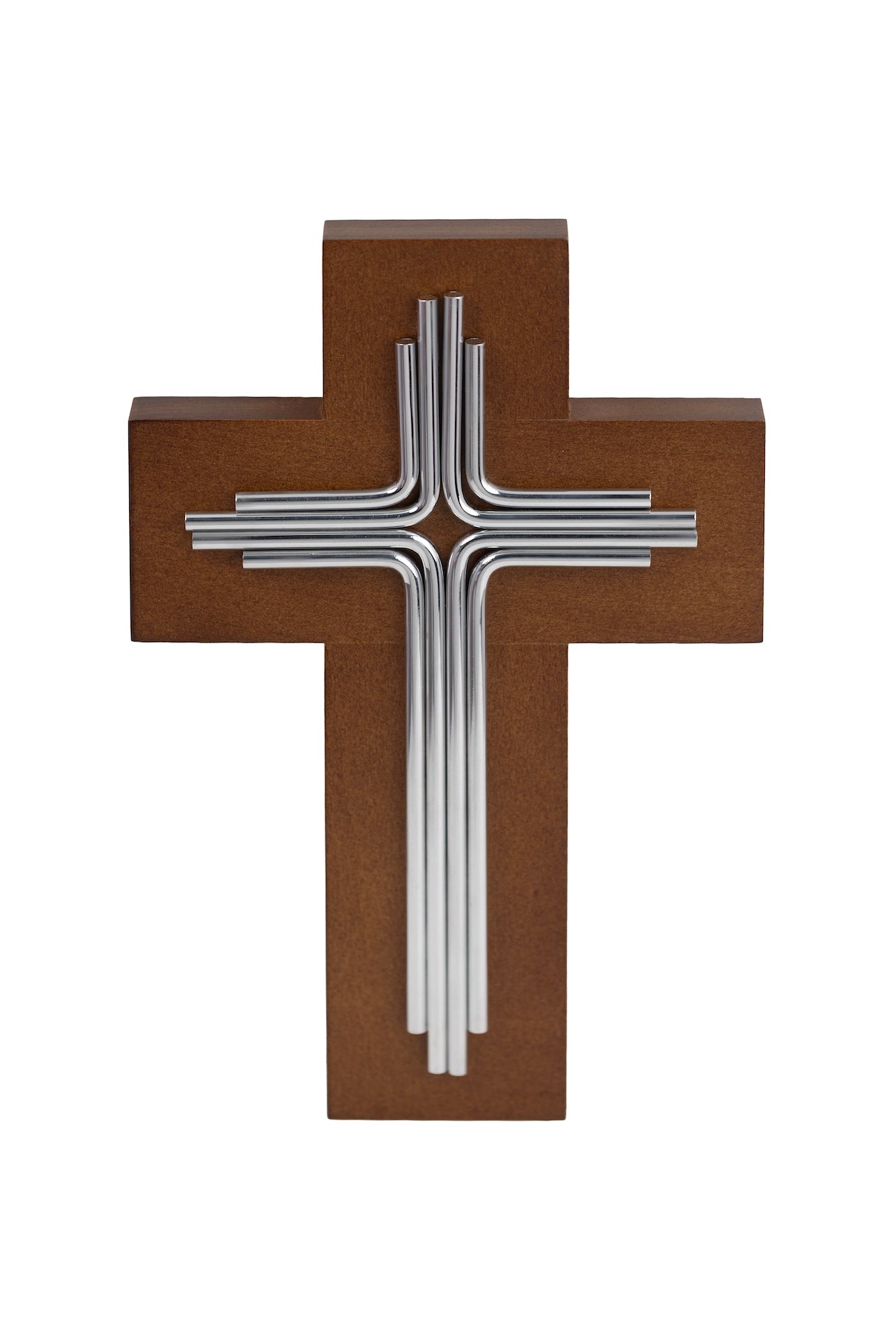 CRUZ DECORATIVA RUSTICA MADERA ALUMINIO