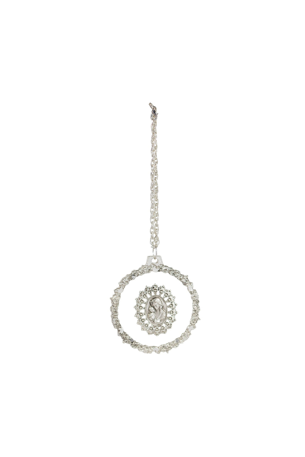 DISTINTIVO MADONA CON NIÑO PLATA