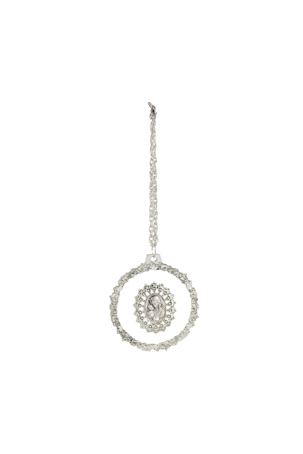 DISTINTIVO MADONA CON NIÑO PLATA