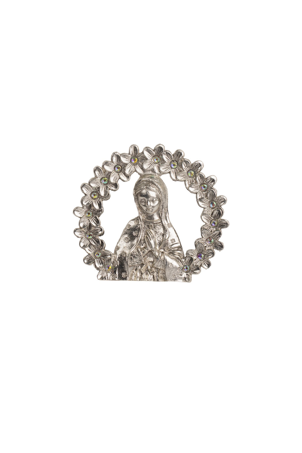 VIRGEN GPE. 1/2 CUERPO EN ARO PLATA CON PIEDRA