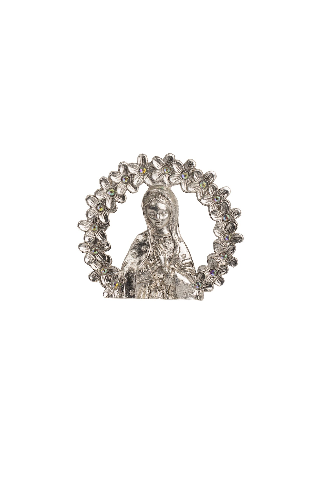 VIRGEN GPE. 1/2 CUERPO EN ARO PLATA CON PIEDRA