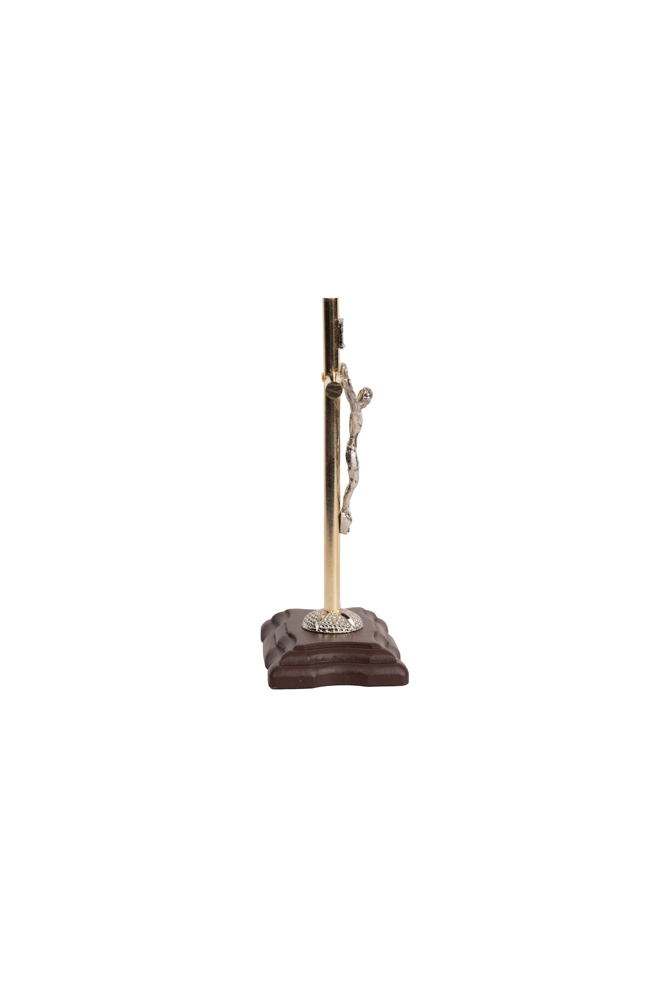 CRISTO #3 PLATINADO CON BASE MADERA