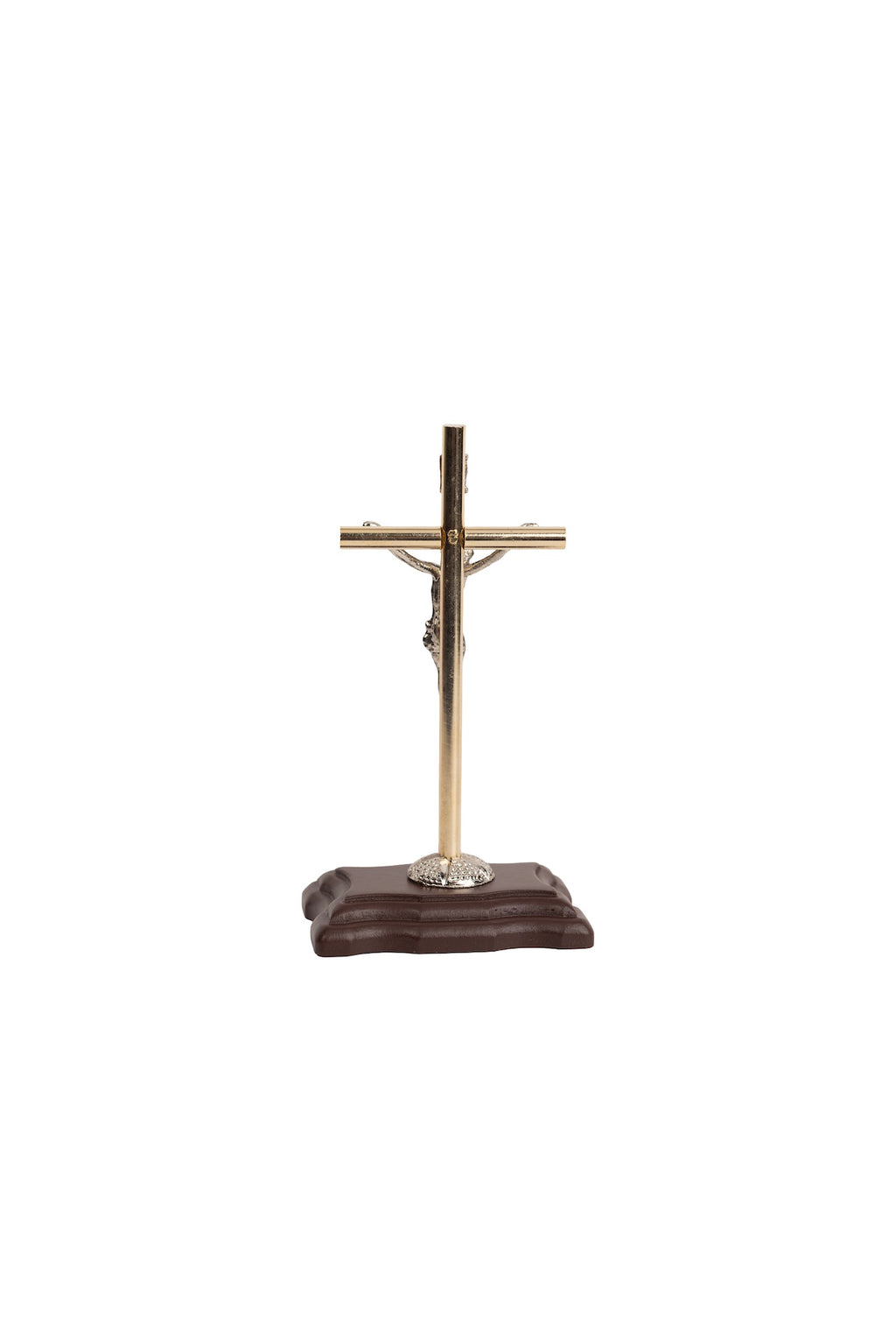 CRISTO #3 PLATINADO CON BASE MADERA
