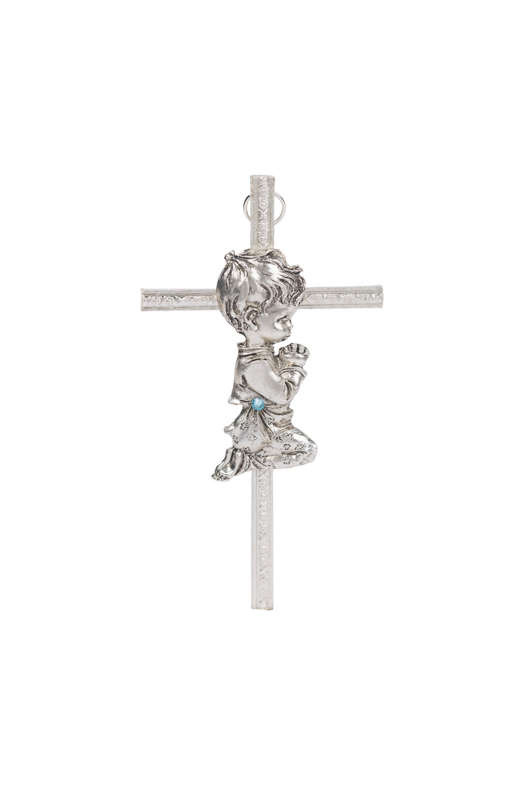 CRUZ PLATA BAUTIZO NIÑO CON PIEDRA
