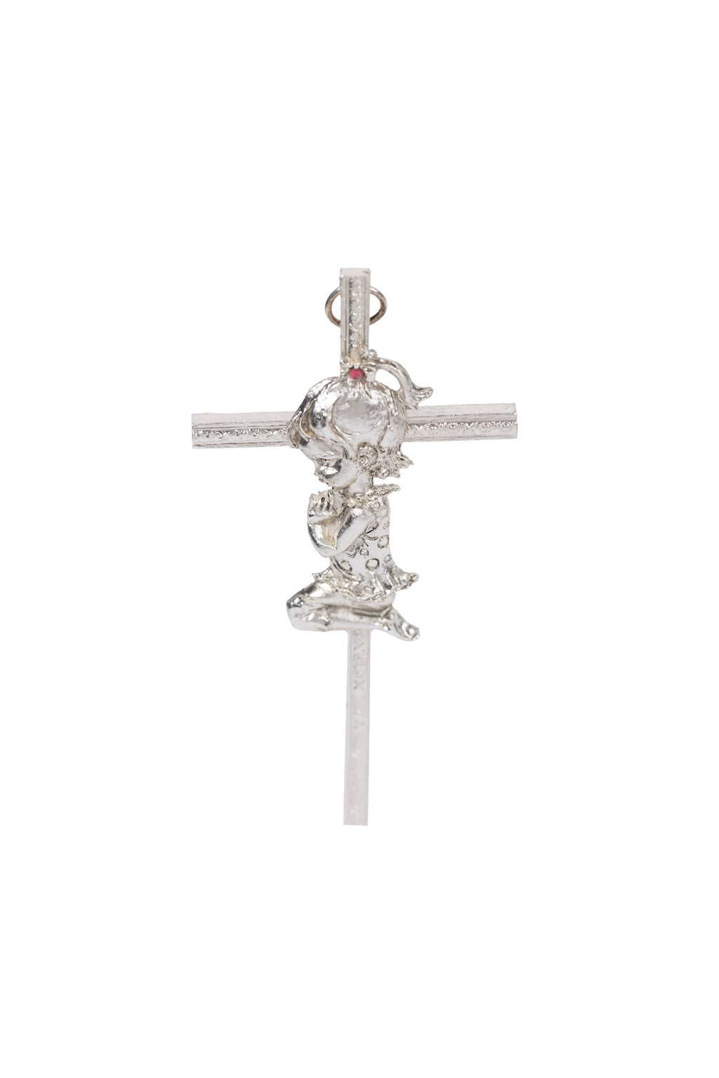 CRUZ PLATA BAUTIZO NIÑA CON PIEDRA